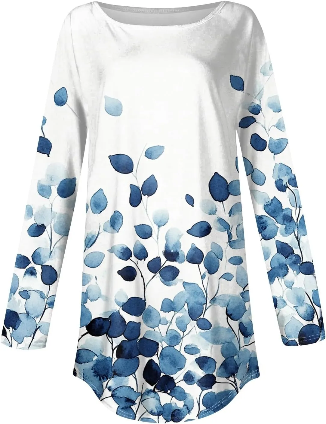 Long Sleeve Shirts for Women Crewneck Basic Tunics Tops Casual Comfy Printed Blouse Fashion Spring 2025