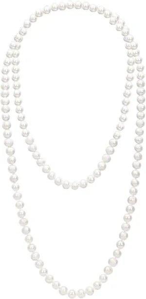 Long White Pearl Necklace Multi-Strand Faux Pearls for Women, Bridal Wedding Vintage Gatsby Jewelry for Party & Elegant Events 150cm/59inch /170cm/67 inch