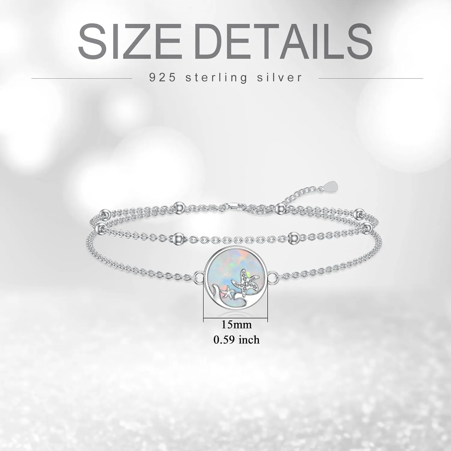 LUHE Starfish Ankle Bracelets for Women Seabeach Anklets 925 Sterling Silver Adjustable Foot Beaded white opal Ankle Bracelet Anklet Jewelry