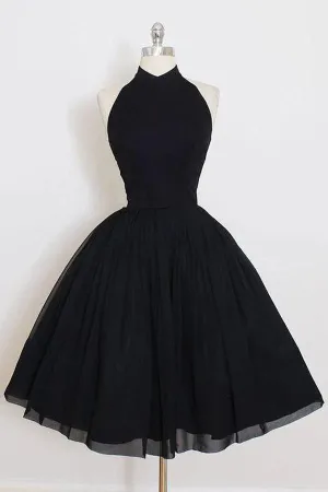 Luolandi Halter Simple Short Homecoming Dresses A Line Black Party Dress
