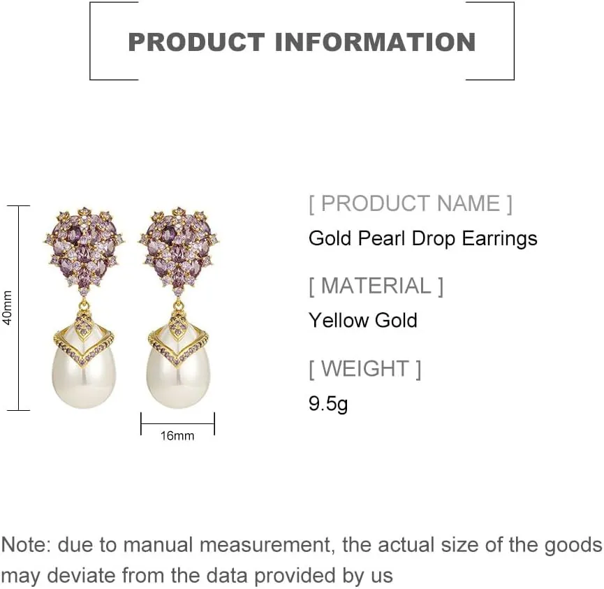 Luxurious 14K Gold Freshwater Pearl Drop Earrings for Women, Natural Crystal Pearl & Moissanite Waterdrop Dangle, Elegant Christmas Jewelry Gift, Ideal for Special Occasions