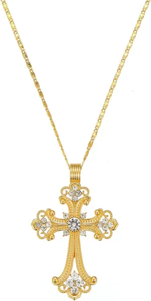 Luxurious 18k Gold Cross Pendant Necklace Big Cross Pendant Necklace Non Tarnish Gold Necklace Large Cross Religious Jewelry for Men Women Teens