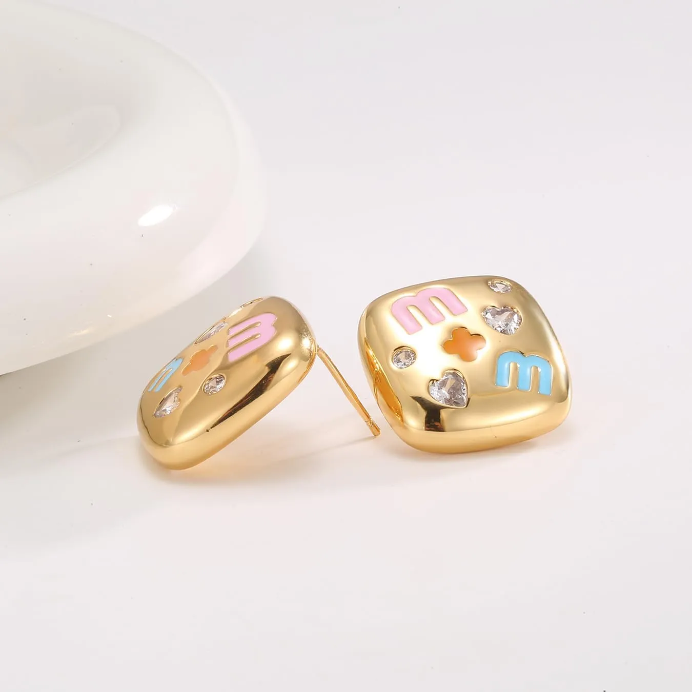 Luxurious 18K Gold Plated Letter Ear stud Earrings - An Elegant Jewel Gift for a stylish lady