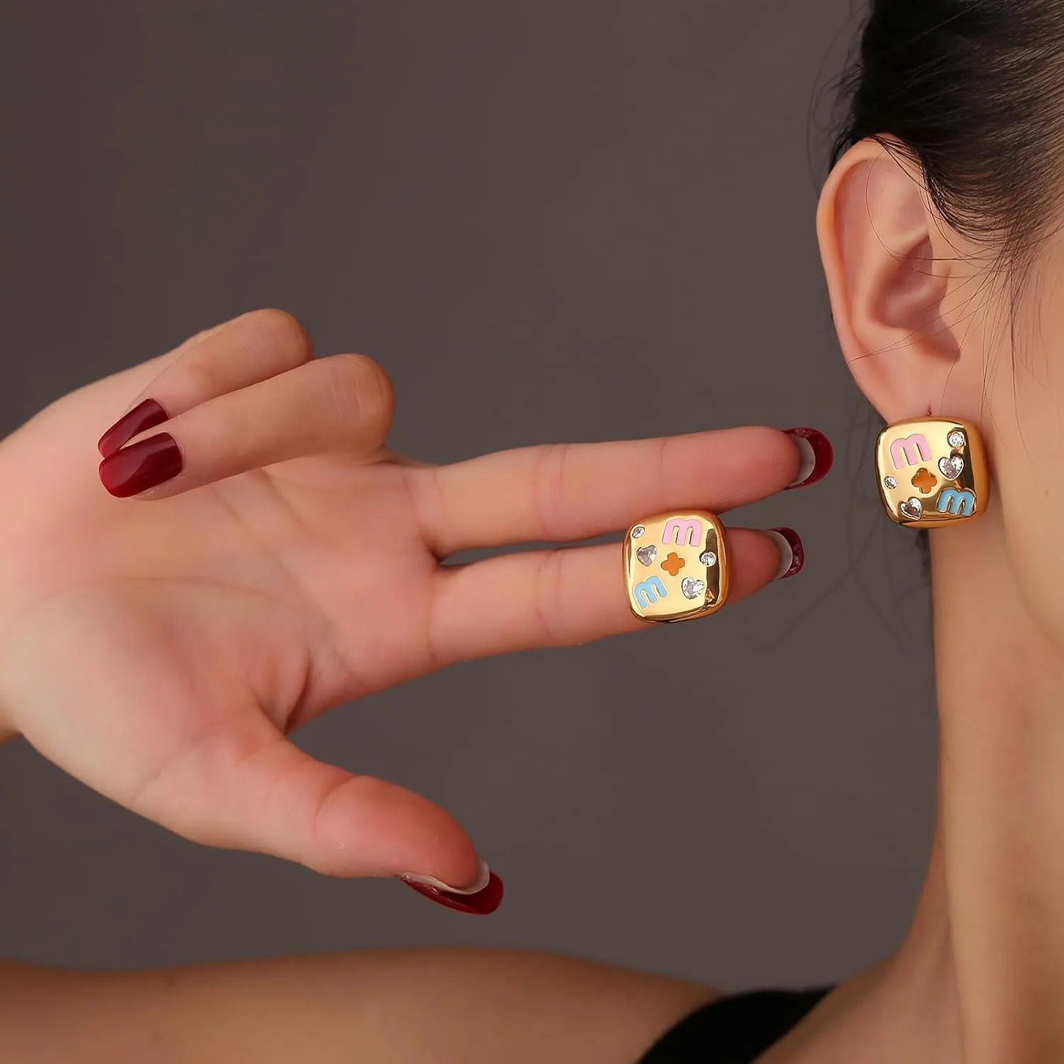 Luxurious 18K Gold Plated Letter Ear stud Earrings - An Elegant Jewel Gift for a stylish lady