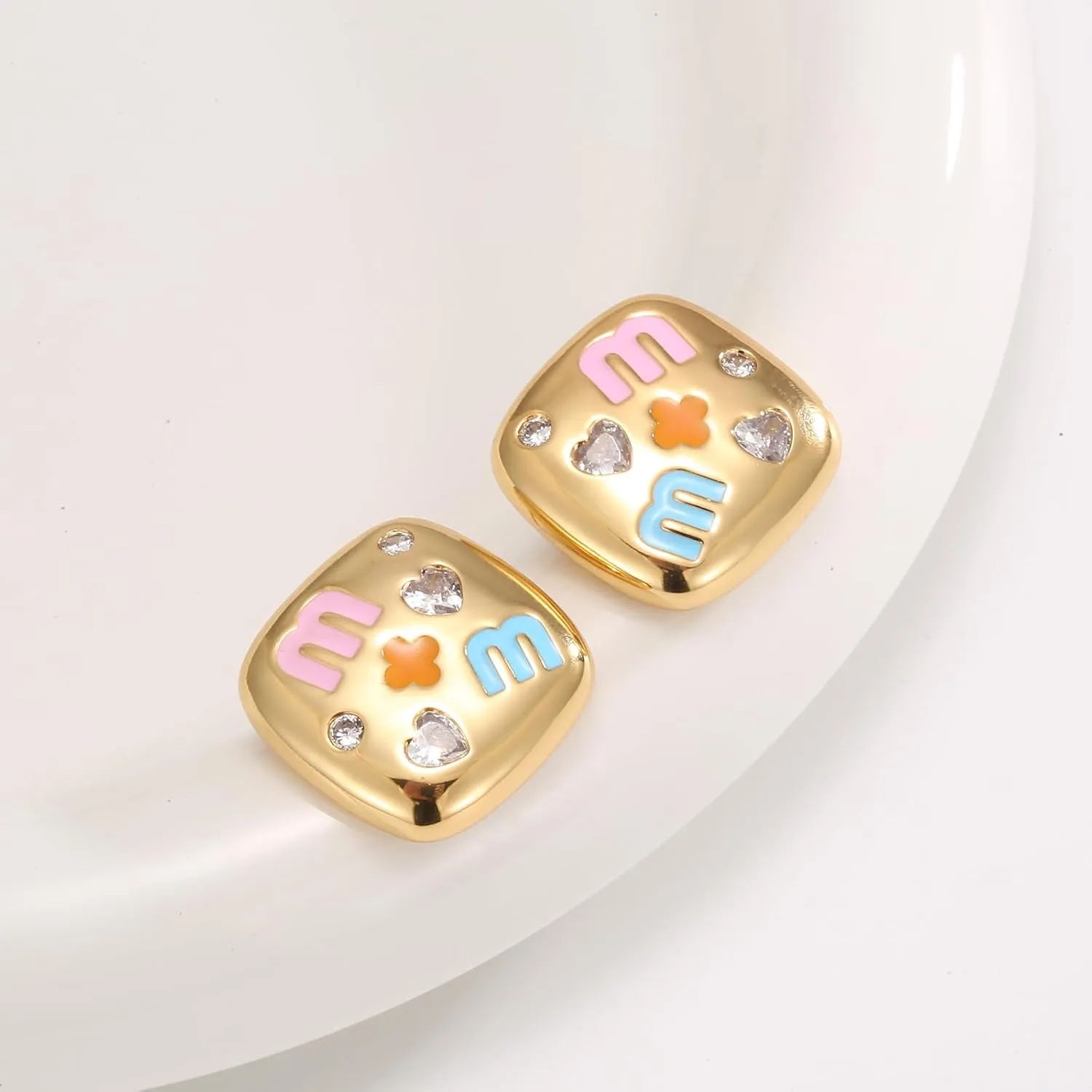 Luxurious 18K Gold Plated Letter Ear stud Earrings - An Elegant Jewel Gift for a stylish lady