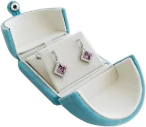 Luxurious Unique Aqua Velvet Jewelry Packaging Case for Earrings Pendant Case Premium Grade Special Design Double Function (jewelry not included)
