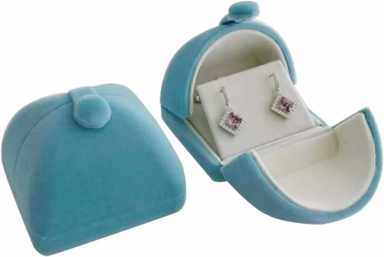 Luxurious Unique Aqua Velvet Jewelry Packaging Case for Earrings Pendant Case Premium Grade Special Design Double Function (jewelry not included)
