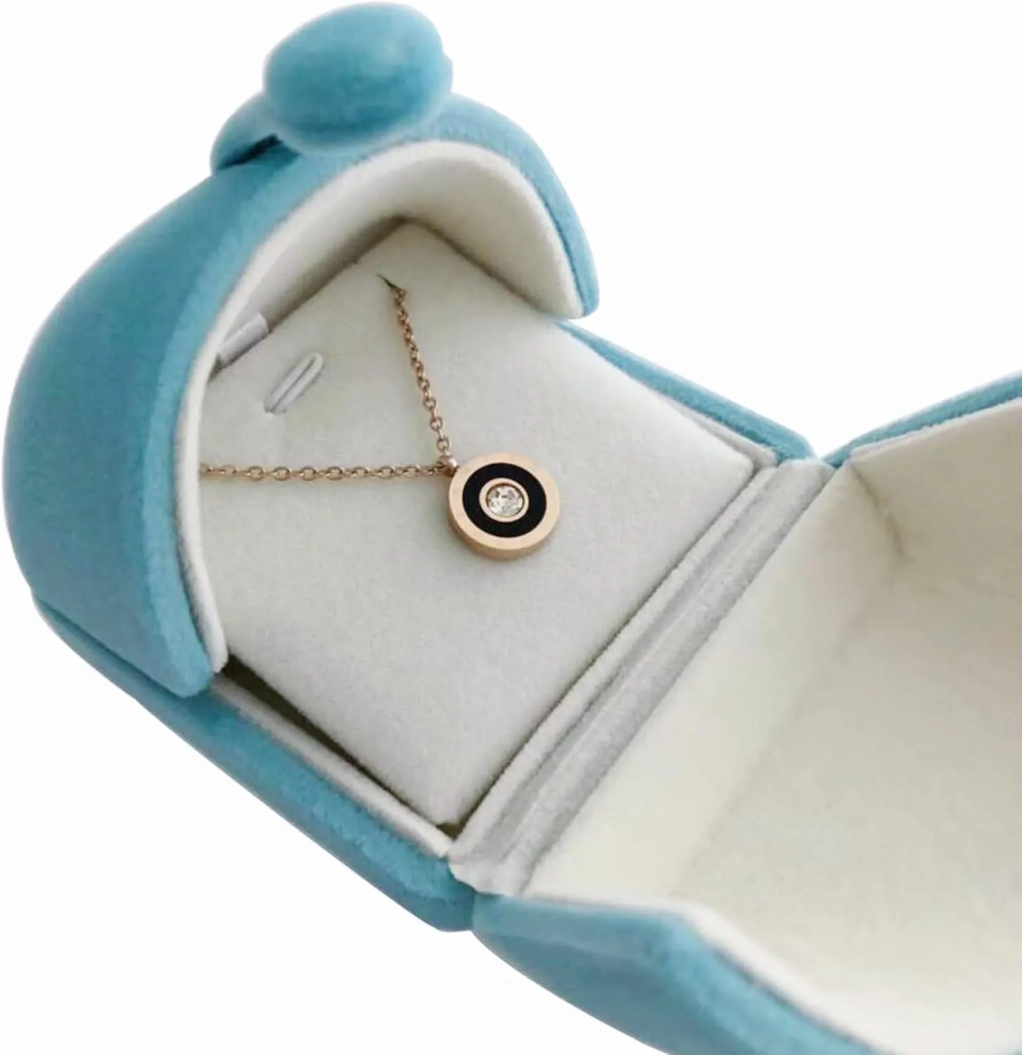 Luxurious Unique Aqua Velvet Jewelry Packaging Case for Earrings Pendant Case Premium Grade Special Design Double Function (jewelry not included)