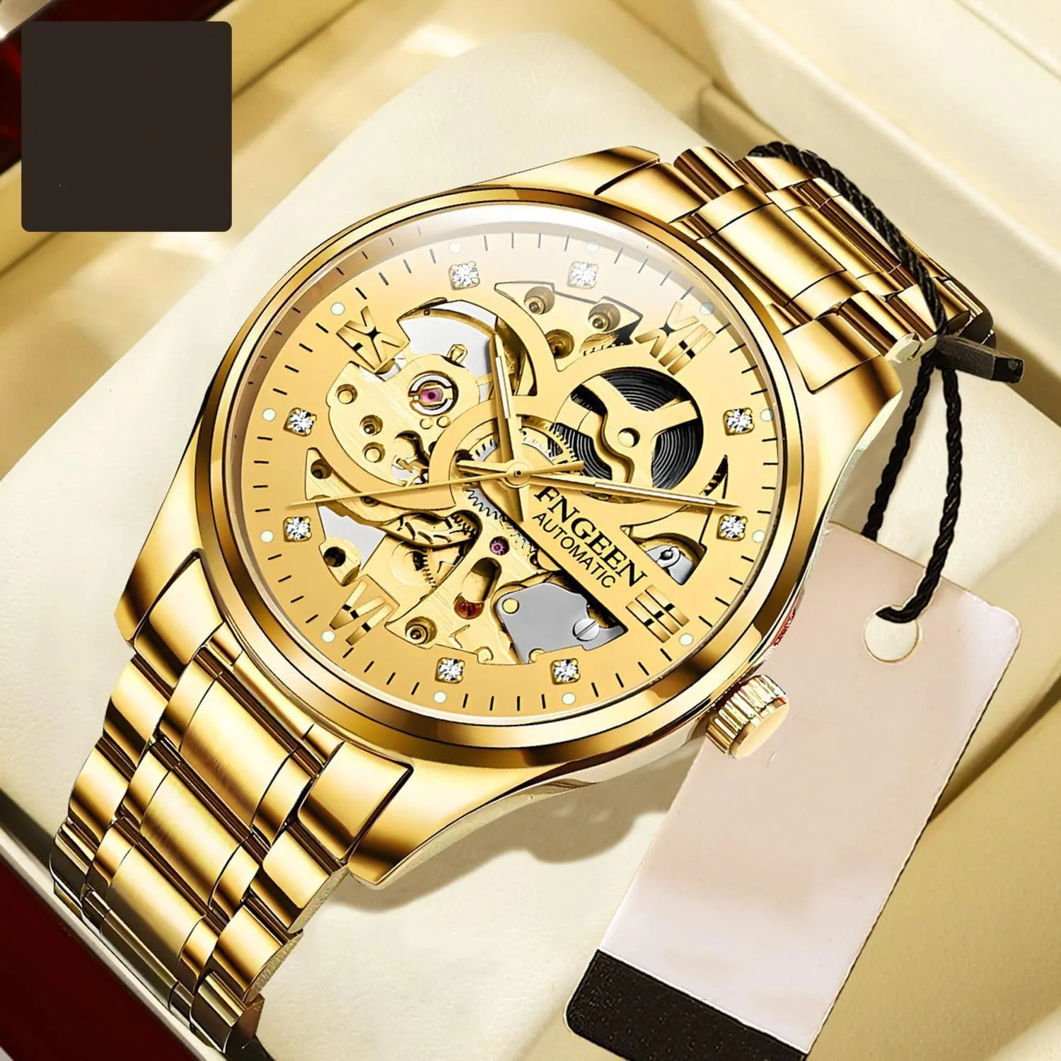 Luxury Golden Skeleton Mechanical Watches Retro Engraved Luminous Tourbillon Automatic Mens Watch Stainless Steel Hollow Out Watch