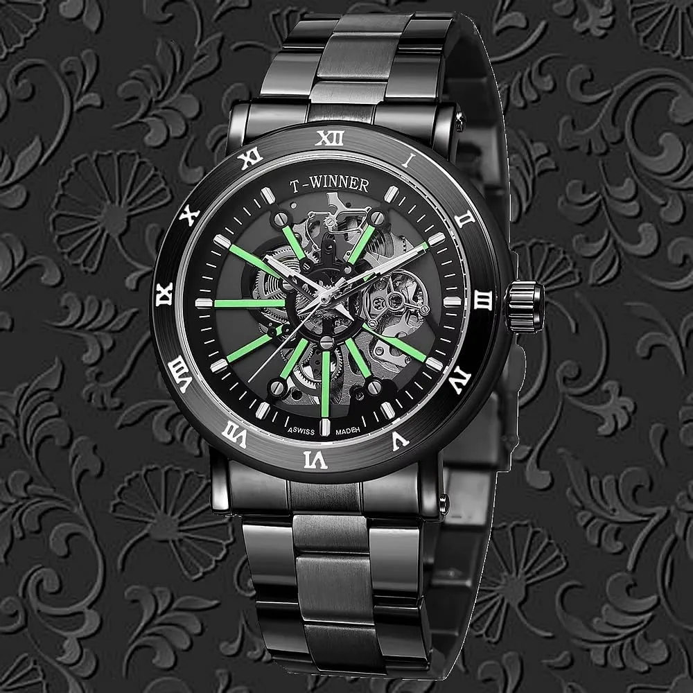 Luxury Hollow Out Watch Fashion Man Watch Stainless Steel Skeleton Mechanical Automatic Movement Business Watches