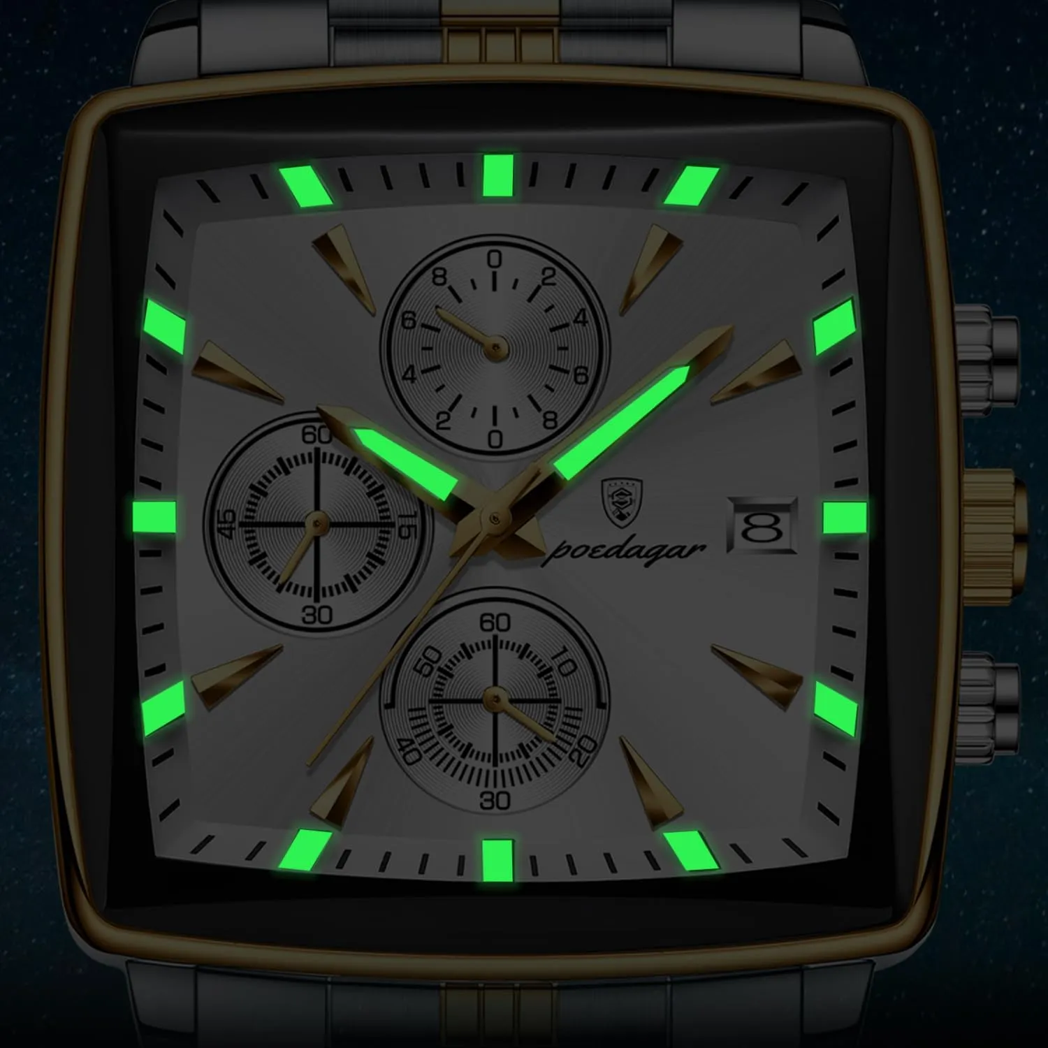 Luxury Man Quartz Wristwatch Waterproof Luminous Chronograph Men's Square Sport Watches Stainless Steel Men Watch