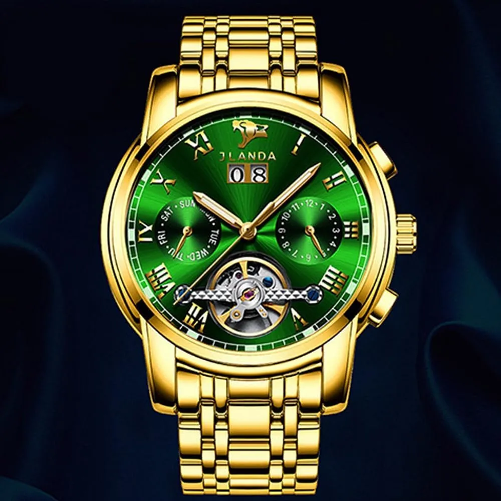 Luxury Men's Stainless Steel Gold Men's Fully Automatic Mechanical Movement Business Watch