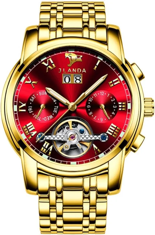 Luxury Men's Stainless Steel Gold Men's Fully Automatic Mechanical Movement Business Watch