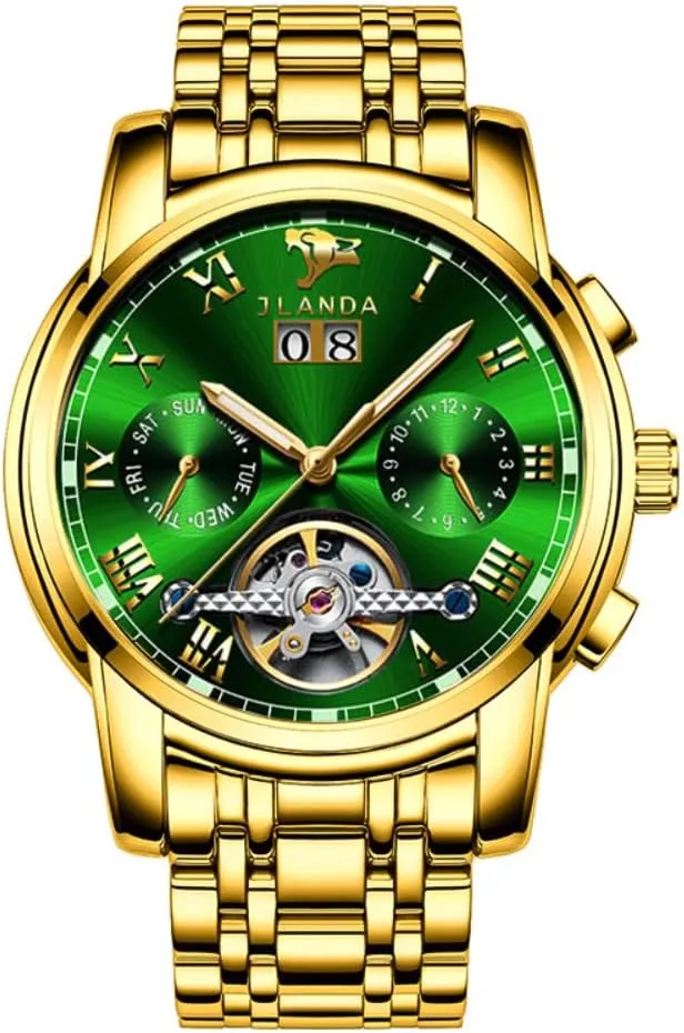 Luxury Men's Stainless Steel Gold Men's Fully Automatic Mechanical Movement Business Watch