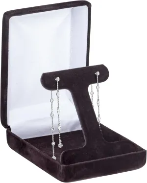 Luxury Rounded-Top Velvet T-Style Long Earring Box for Women & Girls  Jewelry Gift Box Ideal for Long Hanging Earrings & Hoops  Earring Case with Velour Interior &Satin Inner Top