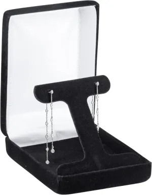 Luxury Rounded-Top Velvet T-Style Long Earring Box for Women & Girls  Jewelry Gift Box Ideal for Long Hanging Earrings & Hoops  Earring Case with Velour Interior &Satin Inner Top