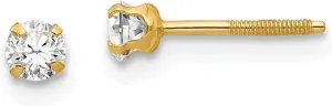 Madi K 3mm Imitation April Month Stone Earrings in 14K Yellow Gold Brilliant