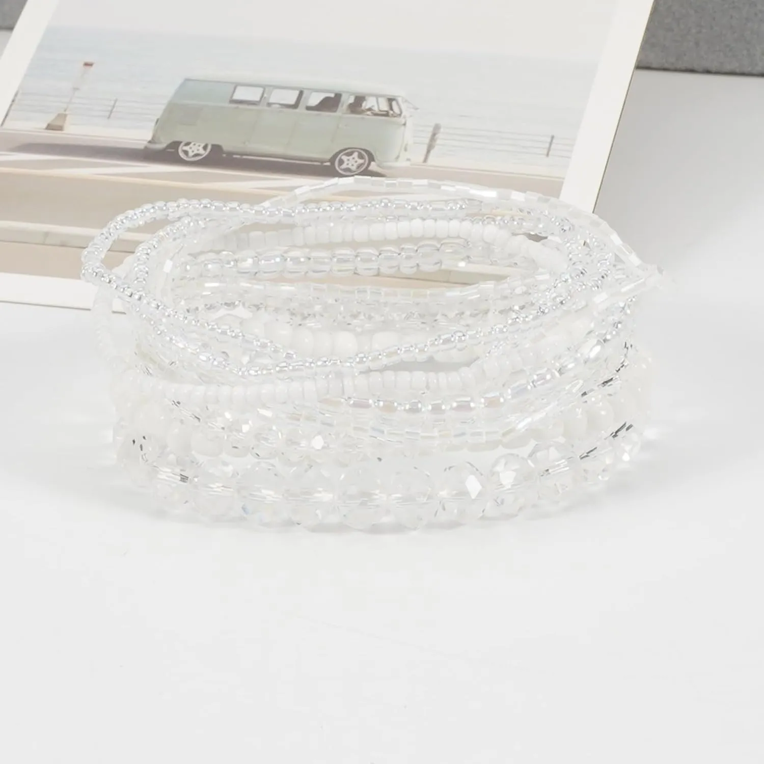 MAMA Beaded Stretch Bracelet Set for Women, Stackable Layered Design, Mother's Day Gift
