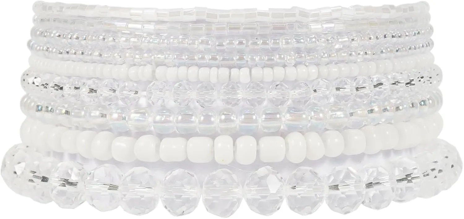 MAMA Beaded Stretch Bracelet Set for Women, Stackable Layered Design, Mother's Day Gift