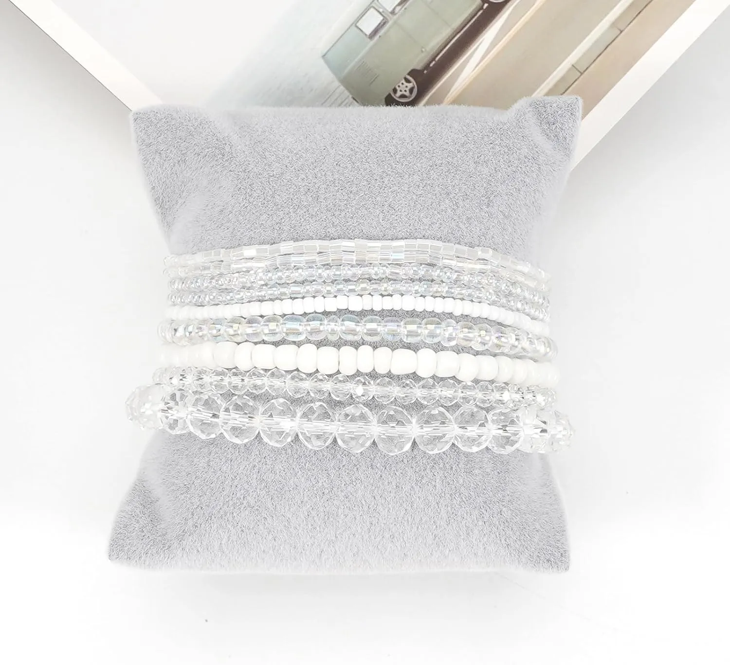 MAMA Beaded Stretch Bracelet Set for Women, Stackable Layered Design, Mother's Day Gift