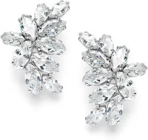 Mariell Cubic Zirconia Crystal Bridal Earrings, Marquis Shape CZ Curved Clusters, Earrings for Wedding, Bridesmaids, Homecoming, Mother of the Bride