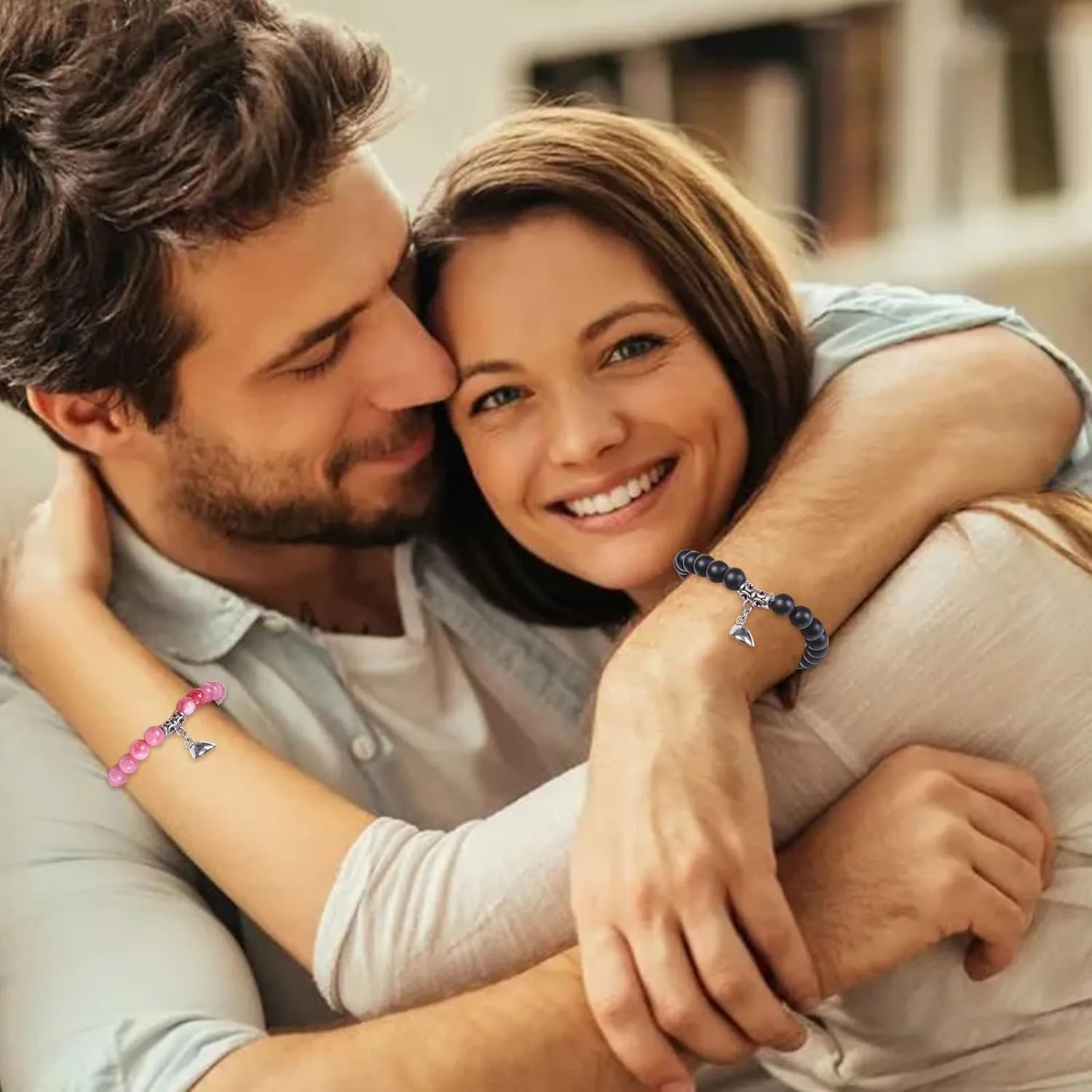 Matching bracelets for couples Best Friend Matching Jewelry Adjustable Bracelets for Couples Best Friend BFF Jewelry Gift Set of Two-bra-pink black