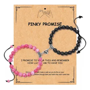 Matching bracelets for couples Best Friend Matching Jewelry Adjustable Bracelets for Couples Best Friend BFF Jewelry Gift Set of Two-bra-pink black