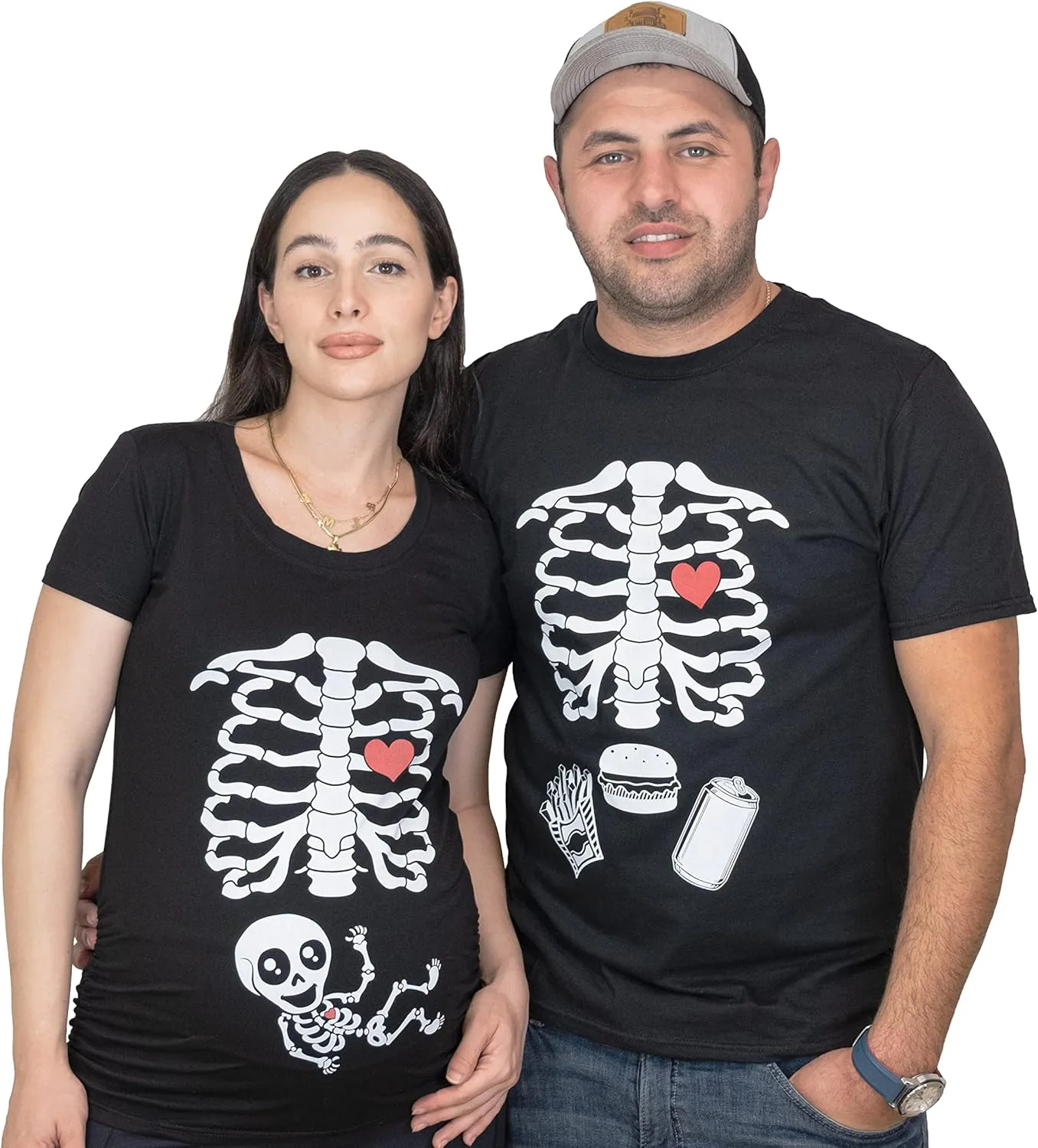 Maternity Halloween Skeleton T-Shirts Couple X-ray Baby Pregnancy Tee Mens Burger Food Funny Tshirts