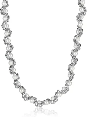 Men And Women Stainless Steel and Glue Bead Fashion Necklace, 40 7 cm