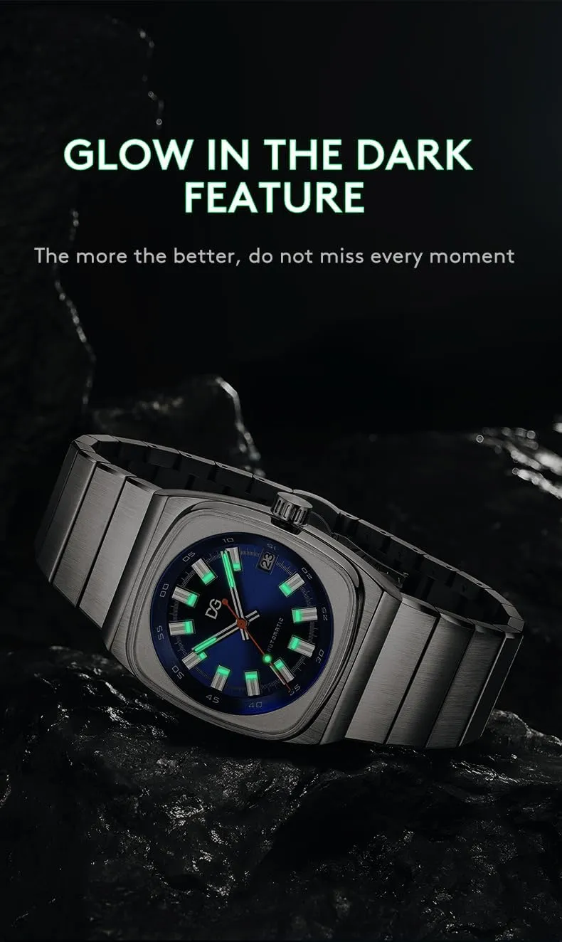 Men Automatic Watch Luxury Waterproof Date Week Luminous Square Wristwatch Stainless Steel Mechanical Watches Male Clock Sports Reloj