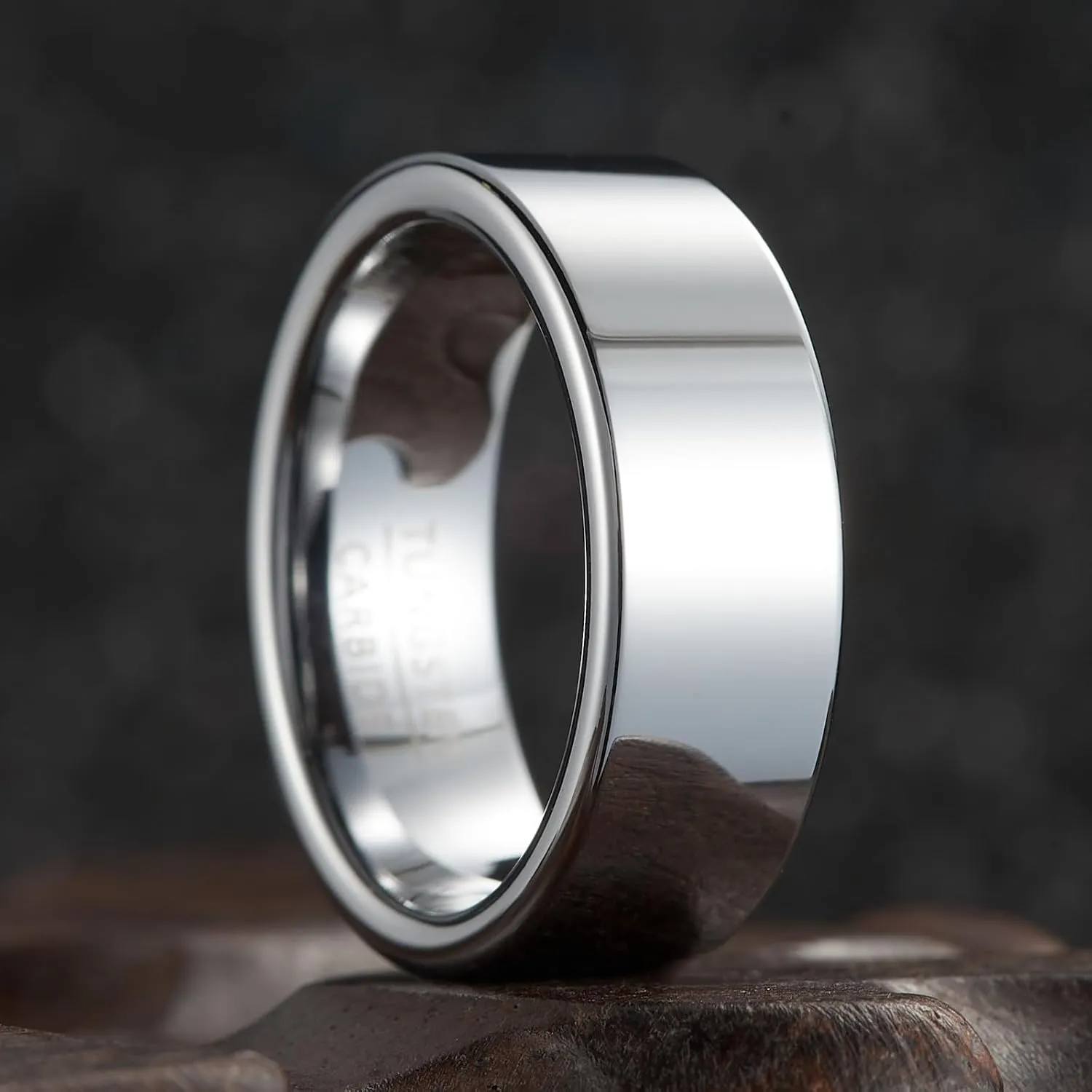 Men's and women's wedding rings, universal tungsten carbide jewelry for couples, men's rings, 8mm wide flat polished simple and luxurious design