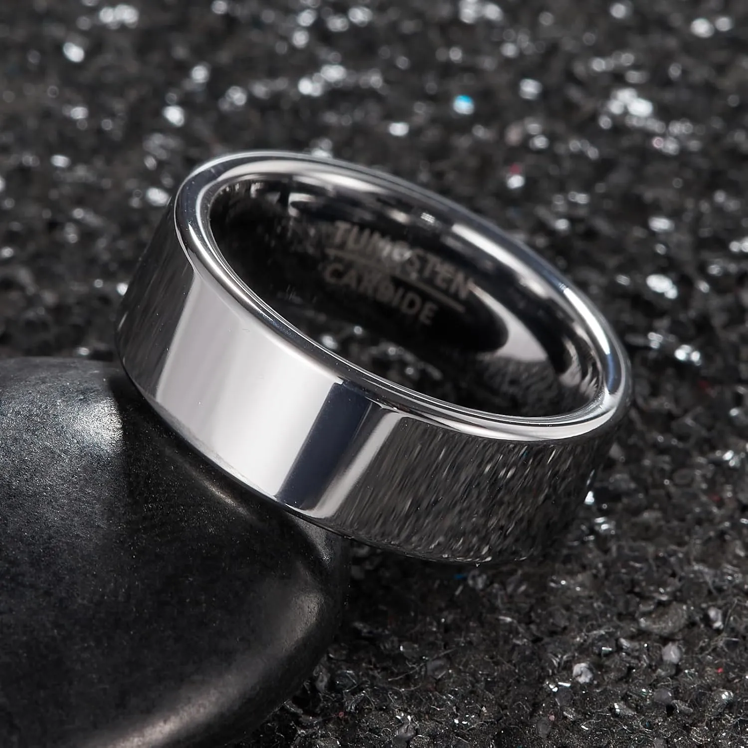 Men's and women's wedding rings, universal tungsten carbide jewelry for couples, men's rings, 8mm wide flat polished simple and luxurious design