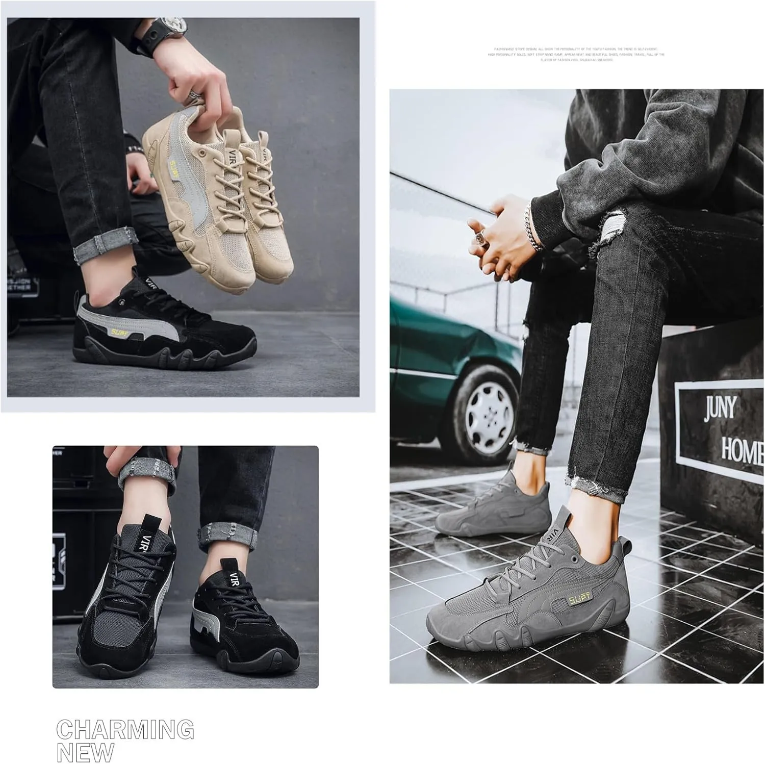 Men's Breathable Mesh Trail Shoes,Outdoor Non-Slip Lightweight Mesh Sports Shoes,Summer Barefoot and Minimalist Shoes.