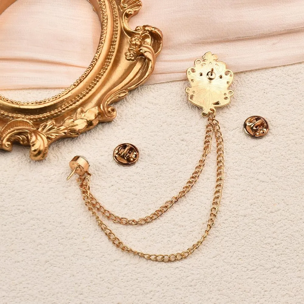 Men's Gem Brooch Crystal Lapel Pin for Men Tassel Chain Brooch Collar Pins Rhinestone Brooch Pin Hanging Chain Lapel Pins for Men Suits Shirts Tuxedo Accessories for Prom Wedding Birthday Party