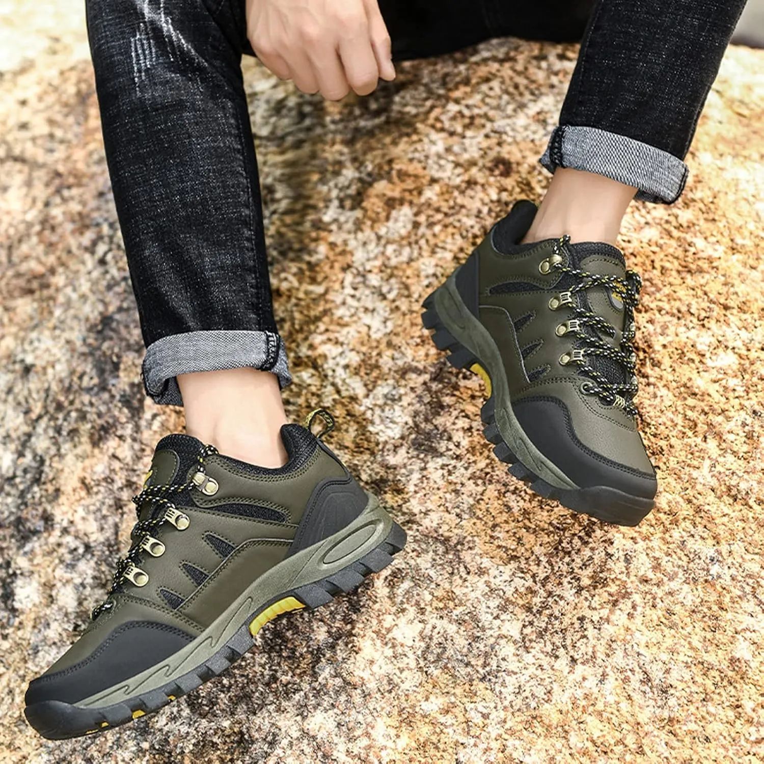 Men's Hiking Shoes Lightweight Non-Slip Resistant Walking Shoes Outdoor Trailing Trekking Camping Walking Shoes
