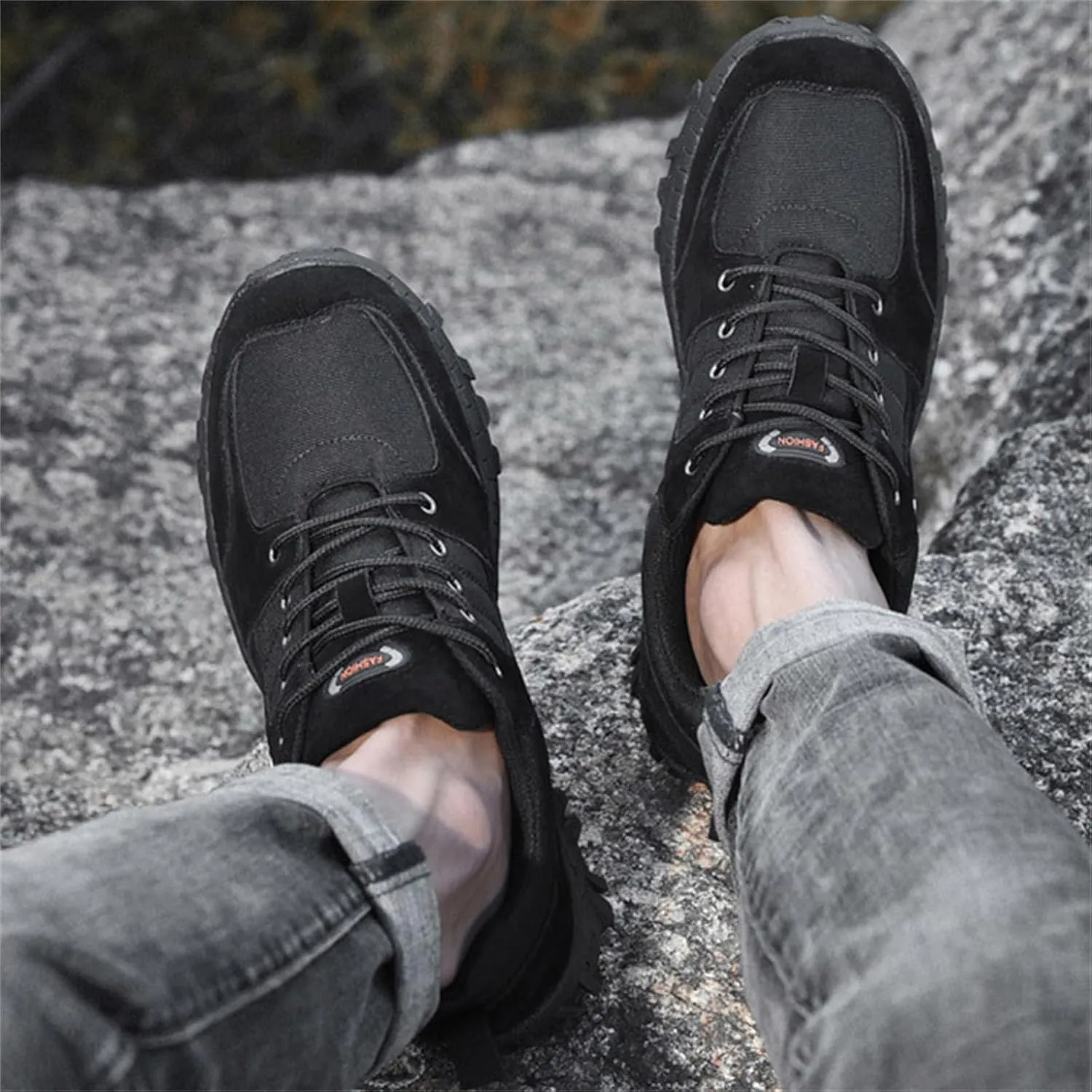 Men's Hiking Shoes Trail Running Shoes Waterproof Low Top Outdoor Walking Trekking Shoes Lace-Up Round Toe Sports Shoes for Men