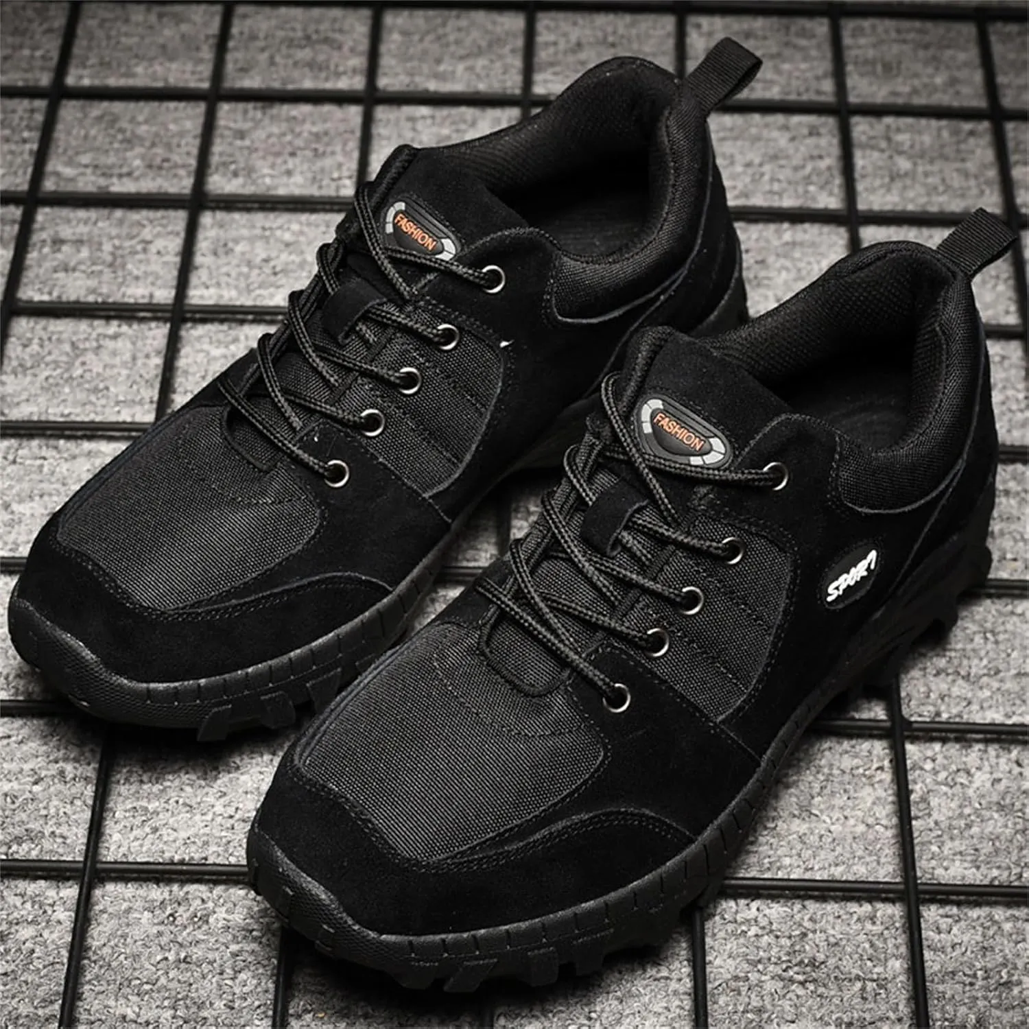 Men's Hiking Shoes Trail Running Shoes Waterproof Low Top Outdoor Walking Trekking Shoes Lace-Up Round Toe Sports Shoes for Men