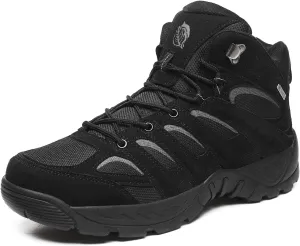 Men's Leather Waterproof Hiking Boots Lightweight Non-Slip Outdoor Shoes for Trail Running & Winter Trekking