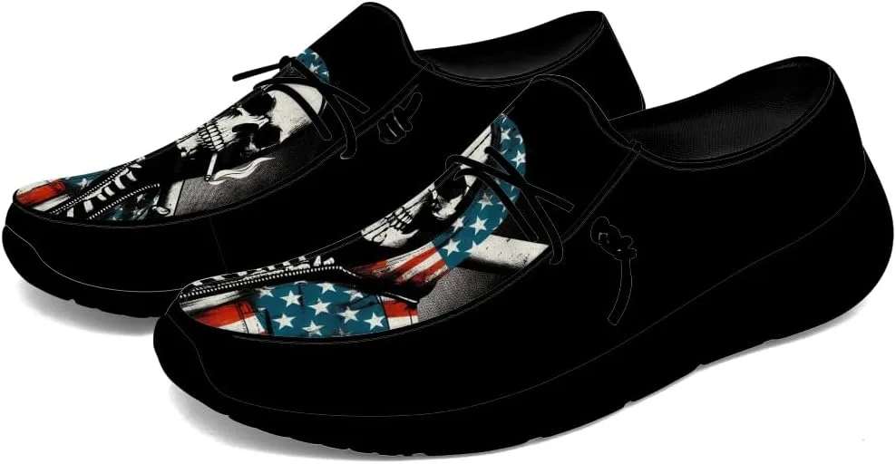 Men's Skull Loafers American Flag Slip-on Shoes Causal Shoes Gifts for Women Men