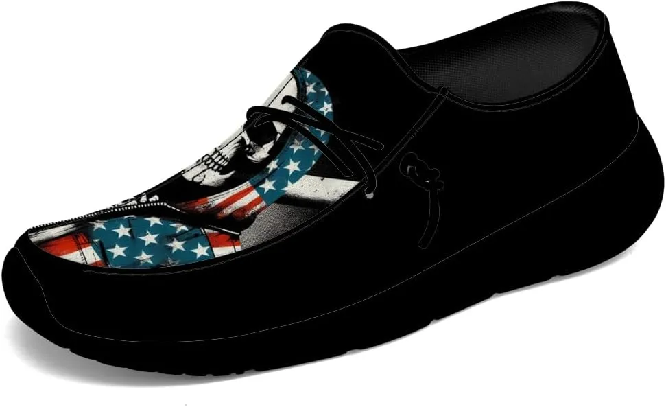 Men's Skull Loafers American Flag Slip-on Shoes Causal Shoes Gifts for Women Men