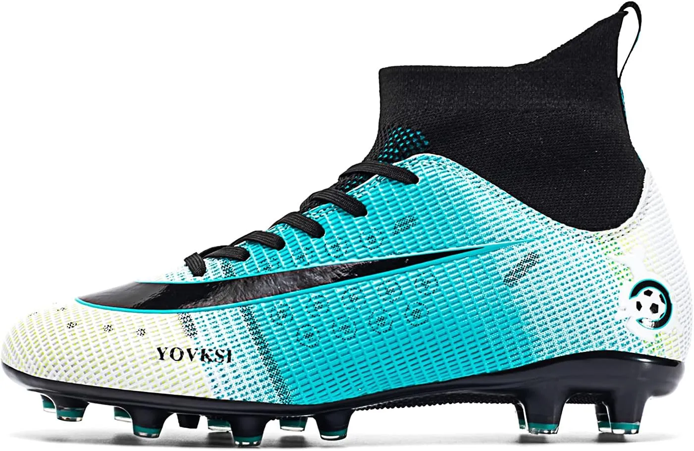Men's Soccer Shoes Football Cleats with Lace-Up High Top Lightweight Indoor TF Turf Cleats Sneaker