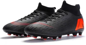 Men's Soccer Shoes Football Cleats with Lace-Up High Top Lightweight Indoor TF Turf Cleats Sneaker