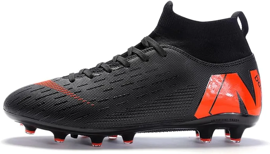 Men's Soccer Shoes Football Cleats with Lace-Up High Top Lightweight Indoor TF Turf Cleats Sneaker
