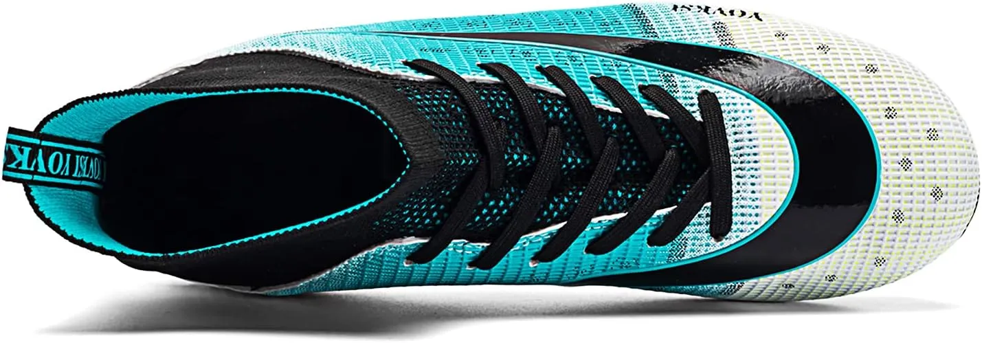 Men's Soccer Shoes Football Cleats with Lace-Up High Top Lightweight Indoor TF Turf Cleats Sneaker