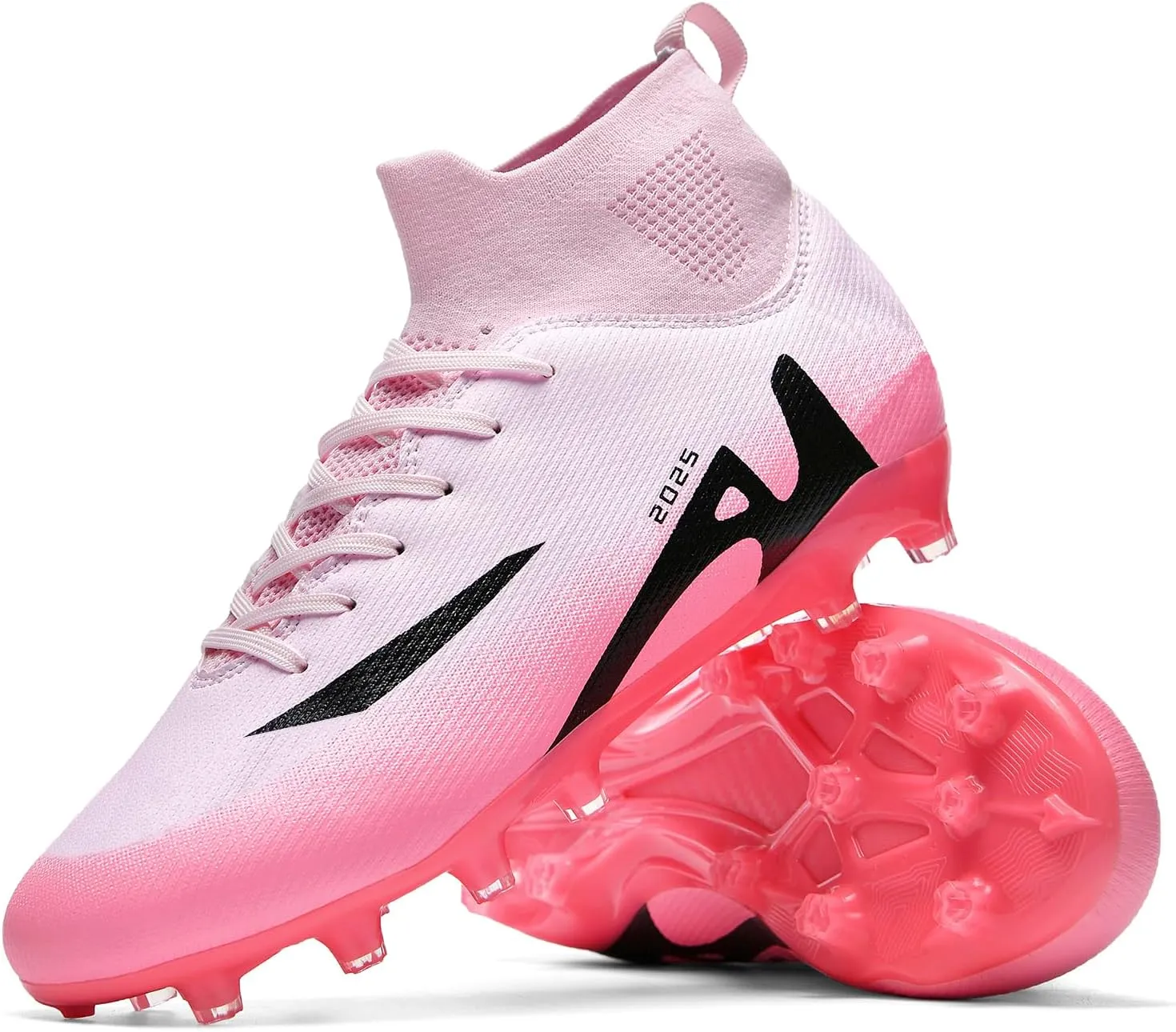 Men's Soccer Shoes High-Tops Lace-Up Non-Slip Spikes Indoor Football Futsal TF Turf Cleats