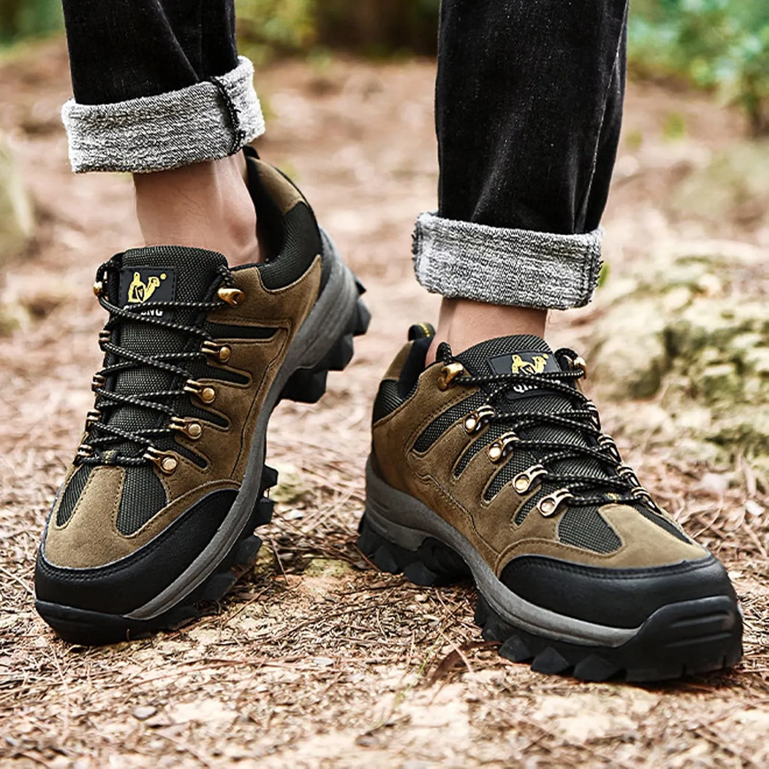 Men's Trekking Shoes Waterproof Walking Shoes Low Rise Hiking Boots Trail Running Cycling Mountaineering
