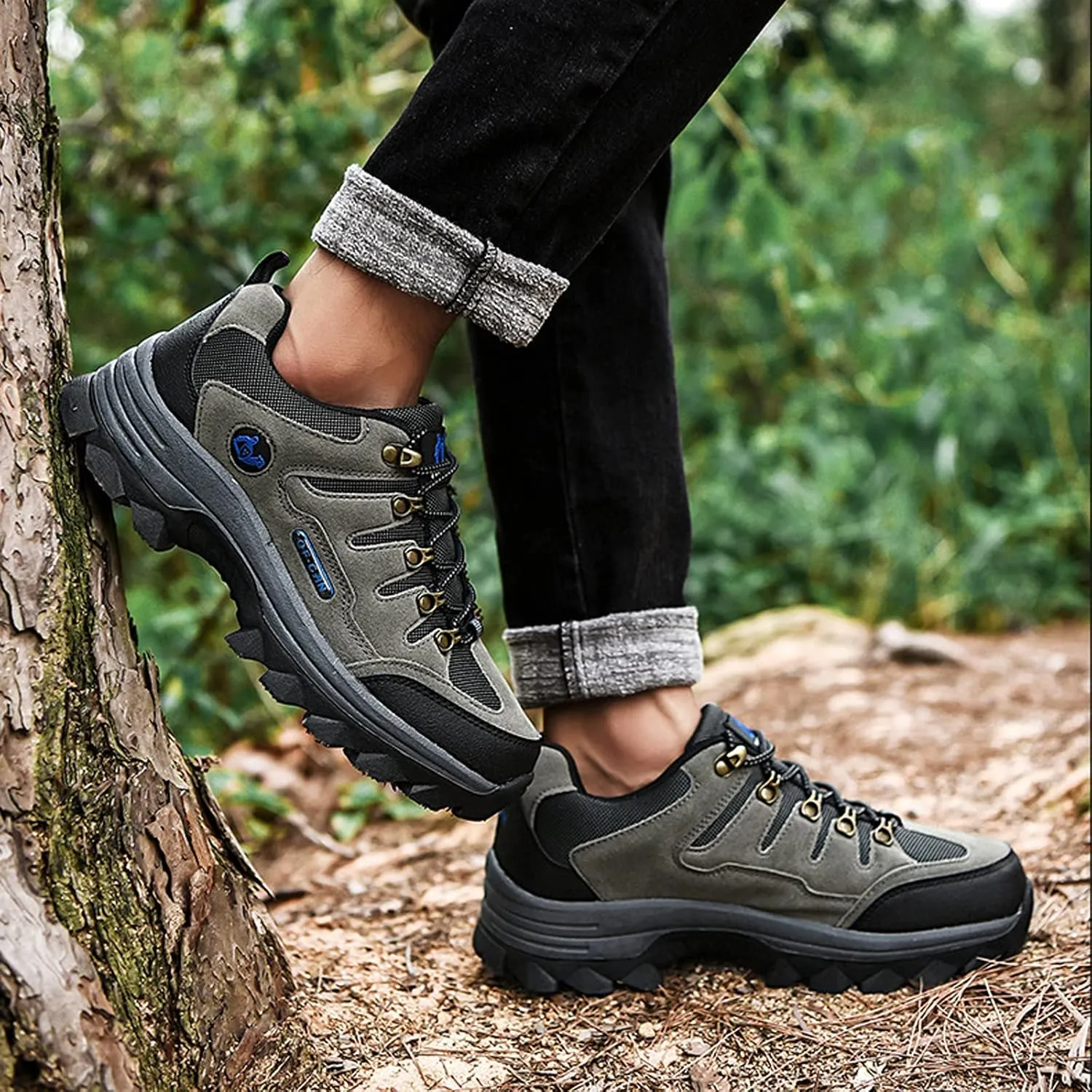 Men's Trekking Shoes Waterproof Walking Shoes Low Rise Hiking Boots Trail Running Cycling Mountaineering