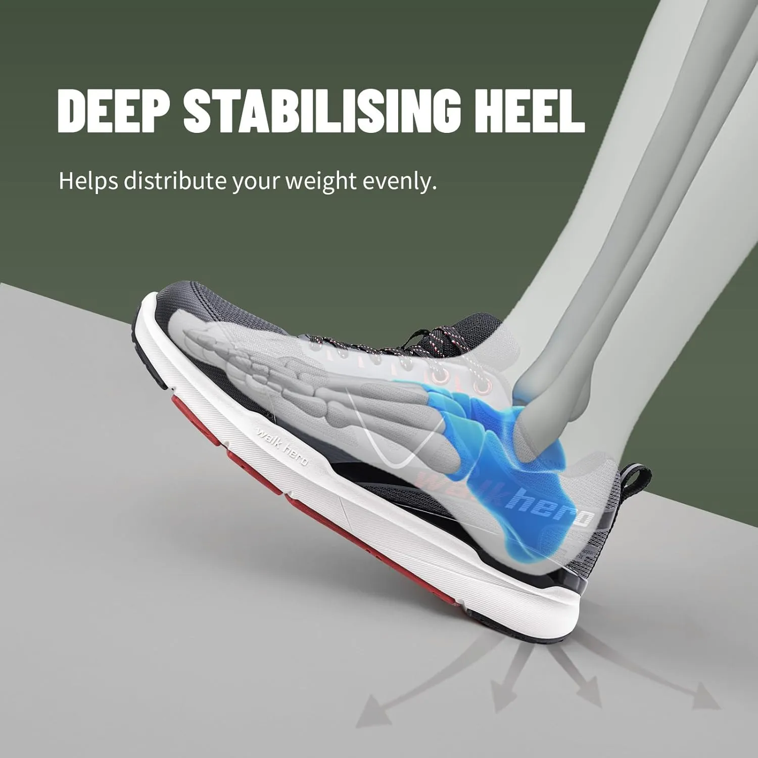 Mens Walking Shoes for Plantar Fasciitis, Orthopedic Mens Sneakers with Arch Support, Non Slip Running Shoes for Flat Feet with Extra Cushioning and Heel Pain Relief