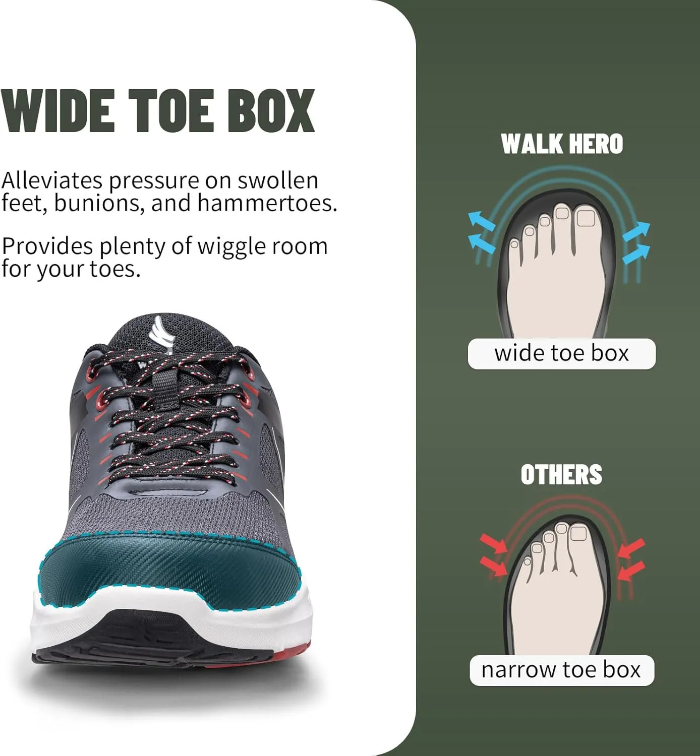 Mens Walking Shoes for Plantar Fasciitis, Orthopedic Mens Sneakers with Arch Support, Non Slip Running Shoes for Flat Feet with Extra Cushioning and Heel Pain Relief