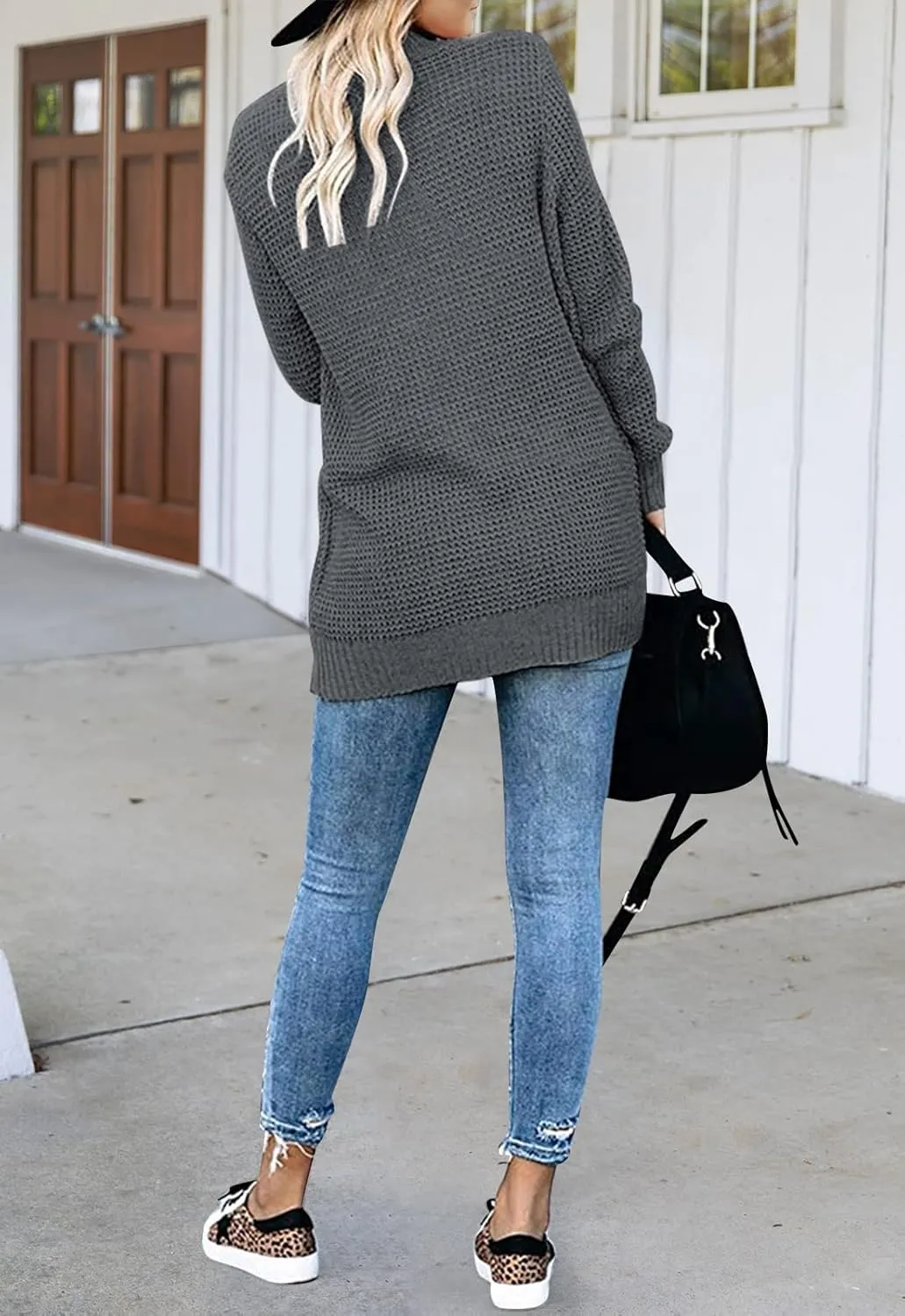 MEROKEETY Womens Long Sleeve Open Front Cardigans Chunky Knit Draped Sweaters Outwear